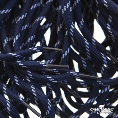 Шнурки #107-19, круглые 130 см, двухцветные цв.тём.синий/белый - купить в Комсомольске-на-Амуре. Цена: 22.14 руб.