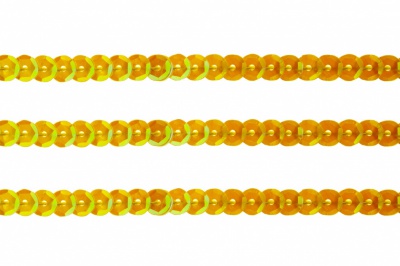 Пайетки "ОмТекс" на нитях, CREAM, 6 мм С / упак.73+/-1м, цв. 92 - золото - купить в Комсомольске-на-Амуре. Цена: 484.77 руб.