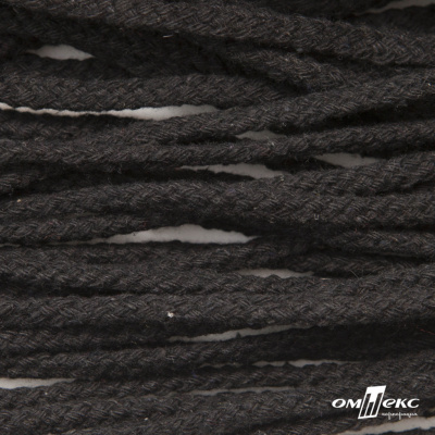 Шнур плетеный d-6 мм круглый, 70% хлопок 30% полиэстер, уп.90+/-1 м, цв.1078-черный - купить в Комсомольске-на-Амуре. Цена: 594 руб.