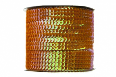 Пайетки "ОмТекс" на нитях, CREAM, 6 мм С / упак.73+/-1м, цв. 88 - оранжевый - купить в Комсомольске-на-Амуре. Цена: 300.55 руб.