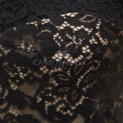 Кружевное полотно #3378, 150 гр/м2, шир.150см, цвет чёрный - купить в Комсомольске-на-Амуре. Цена 370.97 руб.