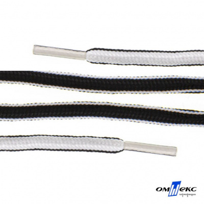Шнурки #4-27, круглые 130 см, двухцветные (черно/белый) - купить в Комсомольске-на-Амуре. Цена: 47.04 руб.