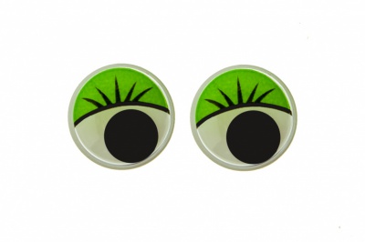 Глазки для игрушек, круглые, с бегающими зрачками, 15 мм/упак.50+/-2 шт, цв. -зеленый - купить в Комсомольске-на-Амуре. Цена: 113.01 руб.