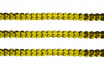 Пайетки "ОмТекс" на нитях, SILVER-BASE, 6 мм С / упак.73+/-1м, цв. 7 - св.золото - купить в Комсомольске-на-Амуре. Цена: 468.37 руб.