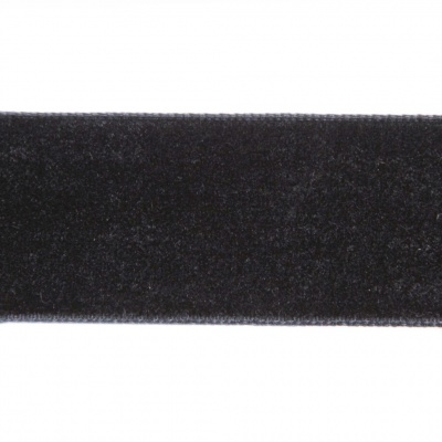 Лента бархатная нейлон, шир.25 мм, (упак. 45,7м), цв.03-черный - купить в Комсомольске-на-Амуре. Цена: 800.84 руб.