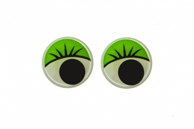 Глазки для игрушек, круглые, с бегающими зрачками, 12 мм/упак.50+/-2 шт, цв. -зеленый - купить в Комсомольске-на-Амуре. Цена: 95.04 руб.