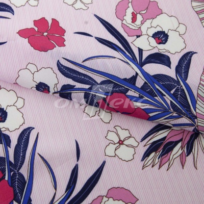 Плательная ткань "Фламенко" 18.1, 80 гр/м2, шир.150 см, принт растительный - купить в Комсомольске-на-Амуре. Цена 239.03 руб.