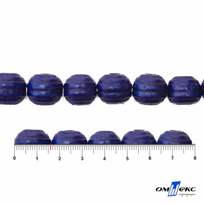 0309-Бусины деревянные "ОмТекс", 16 мм, упак.50+/-3шт, цв.006-синий - купить в Комсомольске-на-Амуре. Цена: 62.22 руб.